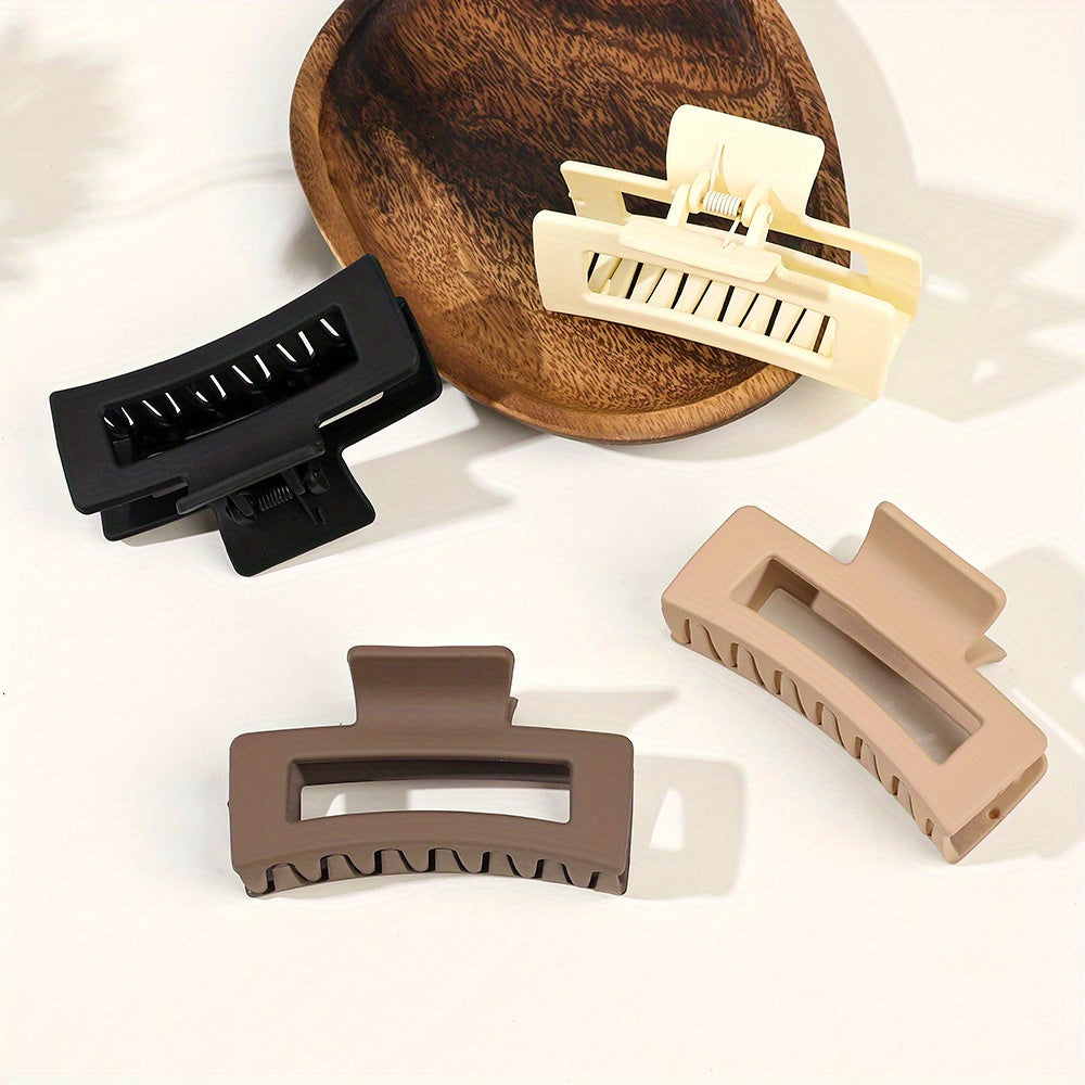 4pcs Strong Hold Hair Claw for Women - Medium Rectangle Clip with Non-Slip Grip for Thick and Thin Hair - Cute and Stylish Jaw Clip for Hair Styling Accessories