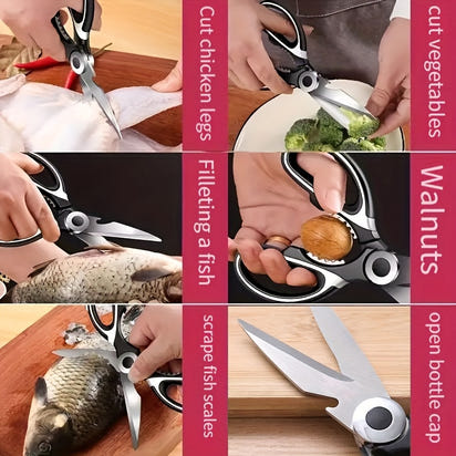 Durable Stainless Steel Kitchen Shears (420) – Sharp Blades and Ergonomic Handles for Easy Chicken, Duck, or Fish Cutting. Ideal for Cooking, Baking, and Meal Prep. High-Quality and Elegant Kitchen Utensil