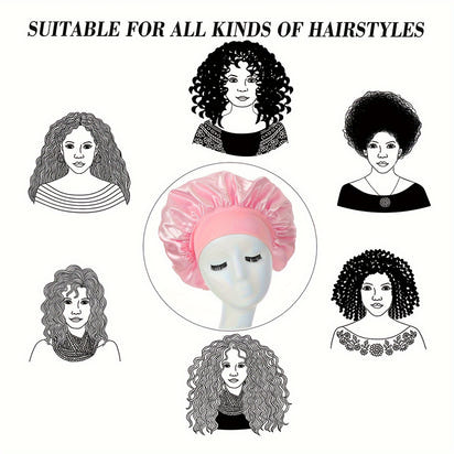 Awegeo Women'S Pink Satin Bonnet - Soft, Comfortable Sleep Cap with Ruffled Design, Oil-Free Polyester, Perfect for Hair Protection and Styling, Hair Protection Cap | Ruffled Bonnet | Oilfree Material