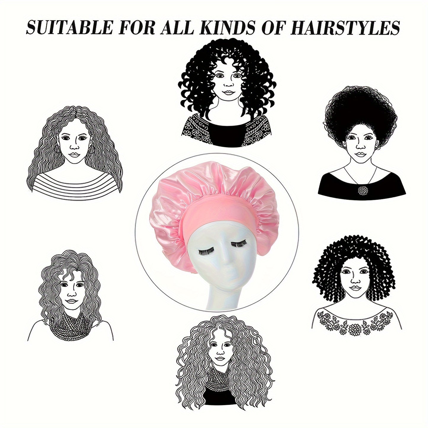 Awegeo Women'S Pink Satin Bonnet - Soft, Comfortable Sleep Cap with Ruffled Design, Oil-Free Polyester, Perfect for Hair Protection and Styling, Hair Protection Cap | Ruffled Bonnet | Oilfree Material