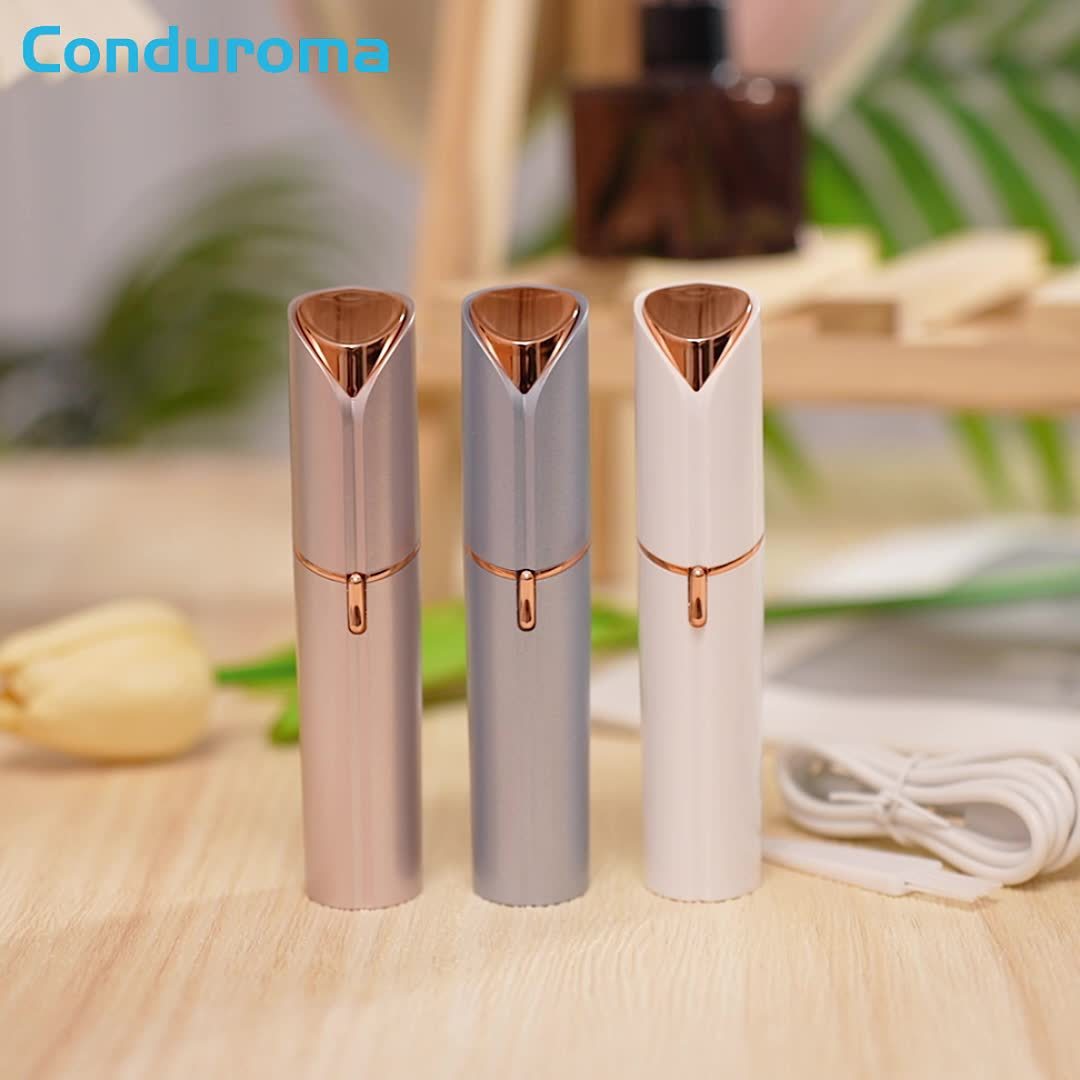 Conduroma Women's At- Painless Hair Removal Device - Portable Facial & Body Epilator with - Lithium, -C, Shaver & Epilator for Sensitive Beige, Compact & Hygienic Design