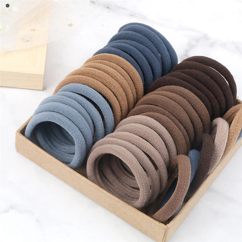 50pcs/Set Women   Basic Hair Bands 1.57inch Simple Solid Colors Elastic Headband Hair Ropes Ties Hair Accessories Ponytail Holder
