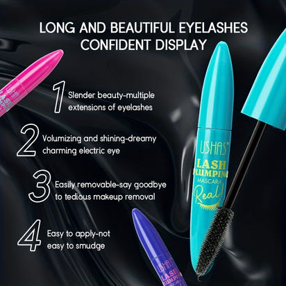 Voluminous Mascara - Water-Resistant Formula with Full and Luscious Lashes, Natural-Looking Definition, Extreme Length and Volume, Smudge-Proof, Flake-Free, and All-Day Wear - Intense Black Pigment, Lasts from Morning to Nigh