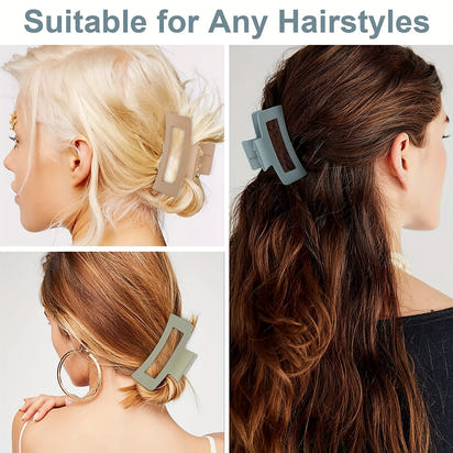 4pcs Strong Hold Hair Claw for Women - Medium Rectangle Clip with Non-Slip Grip for Thick and Thin Hair - Cute and Stylish Jaw Clip for Hair Styling Accessories