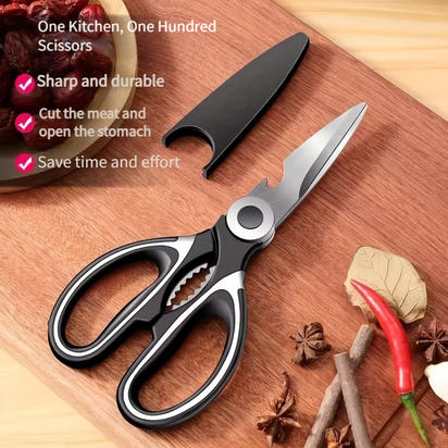 Durable Stainless Steel Kitchen Shears (420) – Sharp Blades and Ergonomic Handles for Easy Chicken, Duck, or Fish Cutting. Ideal for Cooking, Baking, and Meal Prep. High-Quality and Elegant Kitchen Utensil