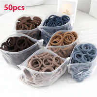 50pcs/Set Women   Basic Hair Bands 1.57inch Simple Solid Colors Elastic Headband Hair Ropes Ties Hair Accessories Ponytail Holder