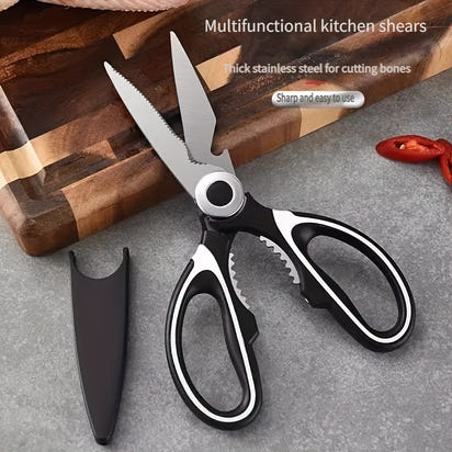 Durable Stainless Steel Kitchen Shears (420) – Sharp Blades and Ergonomic Handles for Easy Chicken, Duck, or Fish Cutting. Ideal for Cooking, Baking, and Meal Prep. High-Quality and Elegant Kitchen Utensil