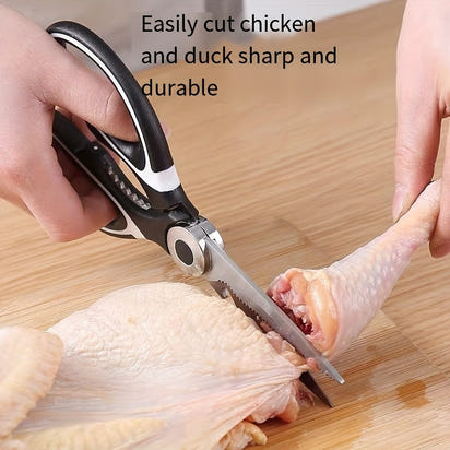 Durable Stainless Steel Kitchen Shears (420) – Sharp Blades and Ergonomic Handles for Easy Chicken, Duck, or Fish Cutting. Ideal for Cooking, Baking, and Meal Prep. High-Quality and Elegant Kitchen Utensil