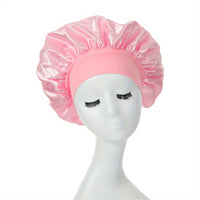 Awegeo Women'S Pink Satin Bonnet - Soft, Comfortable Sleep Cap with Ruffled Design, Oil-Free Polyester, Perfect for Hair Protection and Styling, Hair Protection Cap | Ruffled Bonnet | Oilfree Material