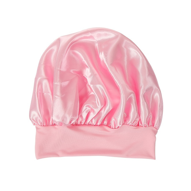 Awegeo Women'S Pink Satin Bonnet - Soft, Comfortable Sleep Cap with Ruffled Design, Oil-Free Polyester, Perfect for Hair Protection and Styling, Hair Protection Cap | Ruffled Bonnet | Oilfree Material