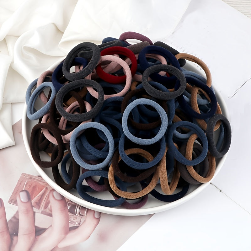 50pcs/Set Women   Basic Hair Bands 1.57inch Simple Solid Colors Elastic Headband Hair Ropes Ties Hair Accessories Ponytail Holder