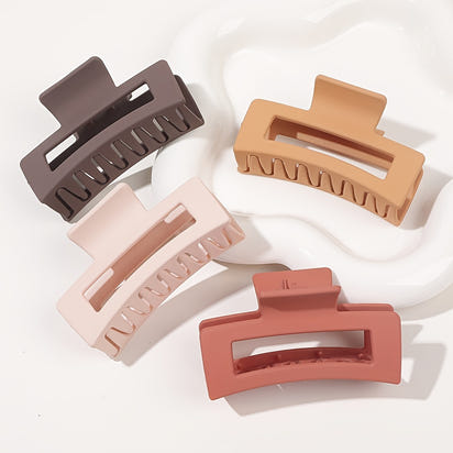 4pcs Strong Hold Hair Claw for Women - Medium Rectangle Clip with Non-Slip Grip for Thick and Thin Hair - Cute and Stylish Jaw Clip for Hair Styling Accessories