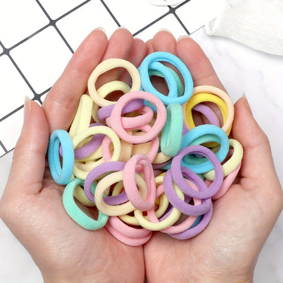50pcs/Set Women   Basic Hair Bands 1.57inch Simple Solid Colors Elastic Headband Hair Ropes Ties Hair Accessories Ponytail Holder