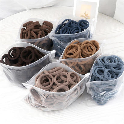 50pcs/Set Women   Basic Hair Bands 1.57inch Simple Solid Colors Elastic Headband Hair Ropes Ties Hair Accessories Ponytail Holder