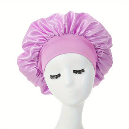 Awegeo Women'S Pink Satin Bonnet - Soft, Comfortable Sleep Cap with Ruffled Design, Oil-Free Polyester, Perfect for Hair Protection and Styling, Hair Protection Cap | Ruffled Bonnet | Oilfree Material