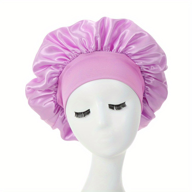 Awegeo Women'S Pink Satin Bonnet - Soft, Comfortable Sleep Cap with Ruffled Design, Oil-Free Polyester, Perfect for Hair Protection and Styling, Hair Protection Cap | Ruffled Bonnet | Oilfree Material