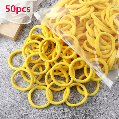 50pcs/Set Women   Basic Hair Bands 1.57inch Simple Solid Colors Elastic Headband Hair Ropes Ties Hair Accessories Ponytail Holder