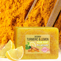 1pc XIOIMY Turmeric & Lemon Kojic Soap Bar, 3.527oz, Unisex-Adult, Alcohol-Free, Moisturizing, Deep Cleansing, Vitamin C Enriched, Lemon Scented, Suitable for All Skin Types