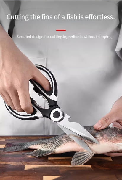 Durable Stainless Steel Kitchen Shears (420) – Sharp Blades and Ergonomic Handles for Easy Chicken, Duck, or Fish Cutting. Ideal for Cooking, Baking, and Meal Prep. High-Quality and Elegant Kitchen Utensil