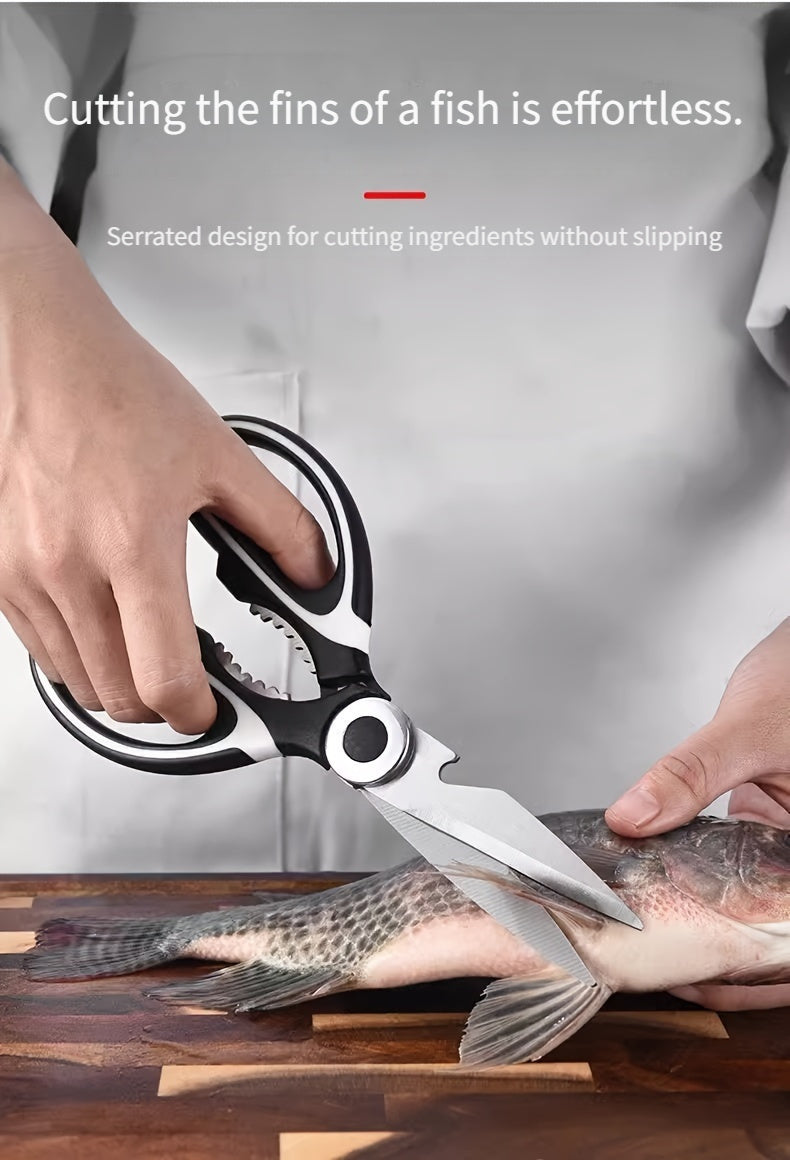 Durable Stainless Steel Kitchen Shears (420) – Sharp Blades and Ergonomic Handles for Easy Chicken, Duck, or Fish Cutting. Ideal for Cooking, Baking, and Meal Prep. High-Quality and Elegant Kitchen Utensil