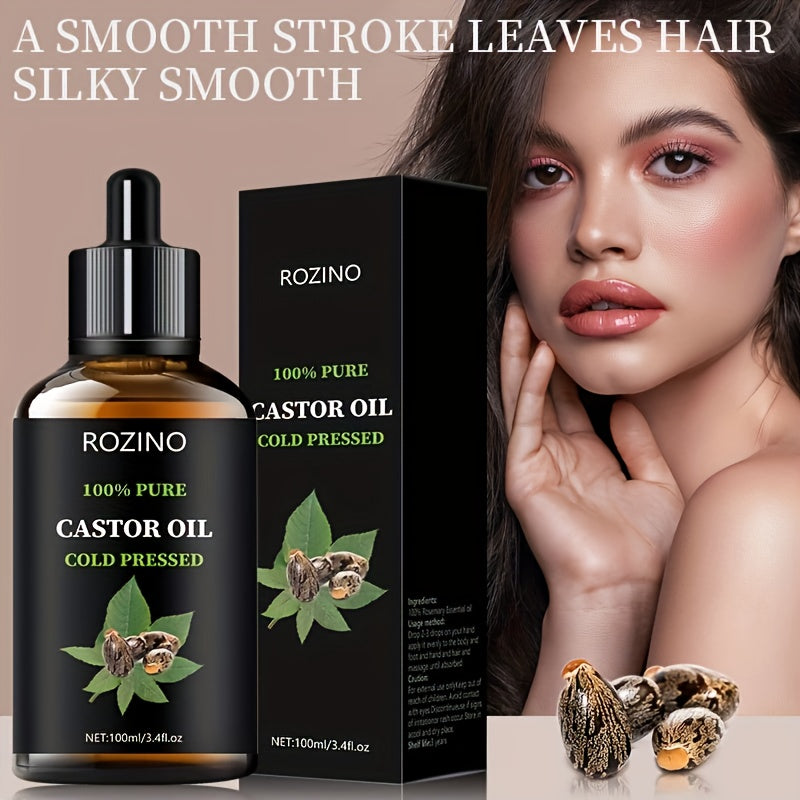 Castor Seed Essential Oil. Suitable for Massage, Light Beige Care, Gua Sha, Shower, Face, Body, Nails, Hair, And Eyelash Care. General Application.