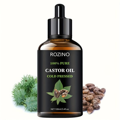 Castor Seed Essential Oil. Suitable for Massage, Light Beige Care, Gua Sha, Shower, Face, Body, Nails, Hair, And Eyelash Care. General Application.