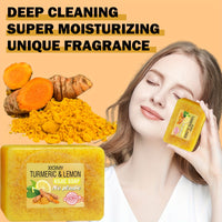 1pc XIOIMY Turmeric & Lemon Kojic Soap Bar, 3.527oz, Unisex-Adult, Alcohol-Free, Moisturizing, Deep Cleansing, Vitamin C Enriched, Lemon Scented, Suitable for All Skin Types