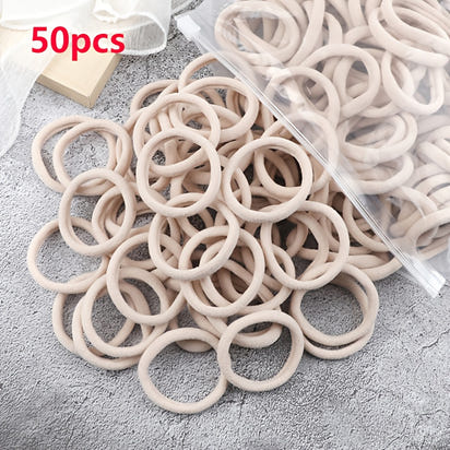 50pcs/Set Women   Basic Hair Bands 1.57inch Simple Solid Colors Elastic Headband Hair Ropes Ties Hair Accessories Ponytail Holder