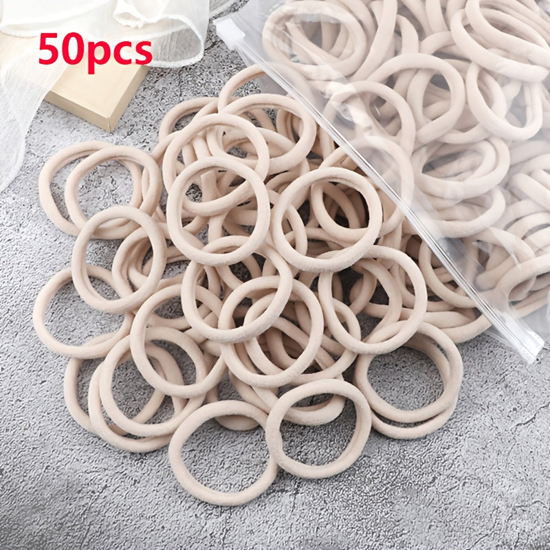 50pcs/Set Women   Basic Hair Bands 1.57inch Simple Solid Colors Elastic Headband Hair Ropes Ties Hair Accessories Ponytail Holder