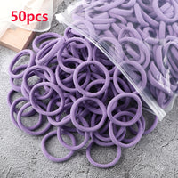 50pcs/Set Women   Basic Hair Bands 1.57inch Simple Solid Colors Elastic Headband Hair Ropes Ties Hair Accessories Ponytail Holder