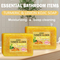 1pc XIOIMY Turmeric & Lemon Kojic Soap Bar, 3.527oz, Unisex-Adult, Alcohol-Free, Moisturizing, Deep Cleansing, Vitamin C Enriched, Lemon Scented, Suitable for All Skin Types