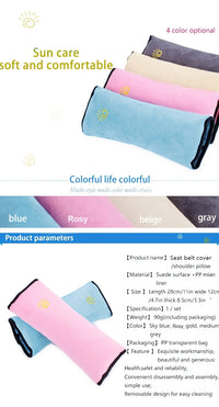 Soft Auto Seat Strap Headrest Neck Support - Car Seat Belt Pillow, Shoulder Pads, Safety Belt Protector Cushion, Comfortable Fabric Material for Enhanced Comfort and Safety, Car Comfort Accessory | Sun Design Pillow | Durable