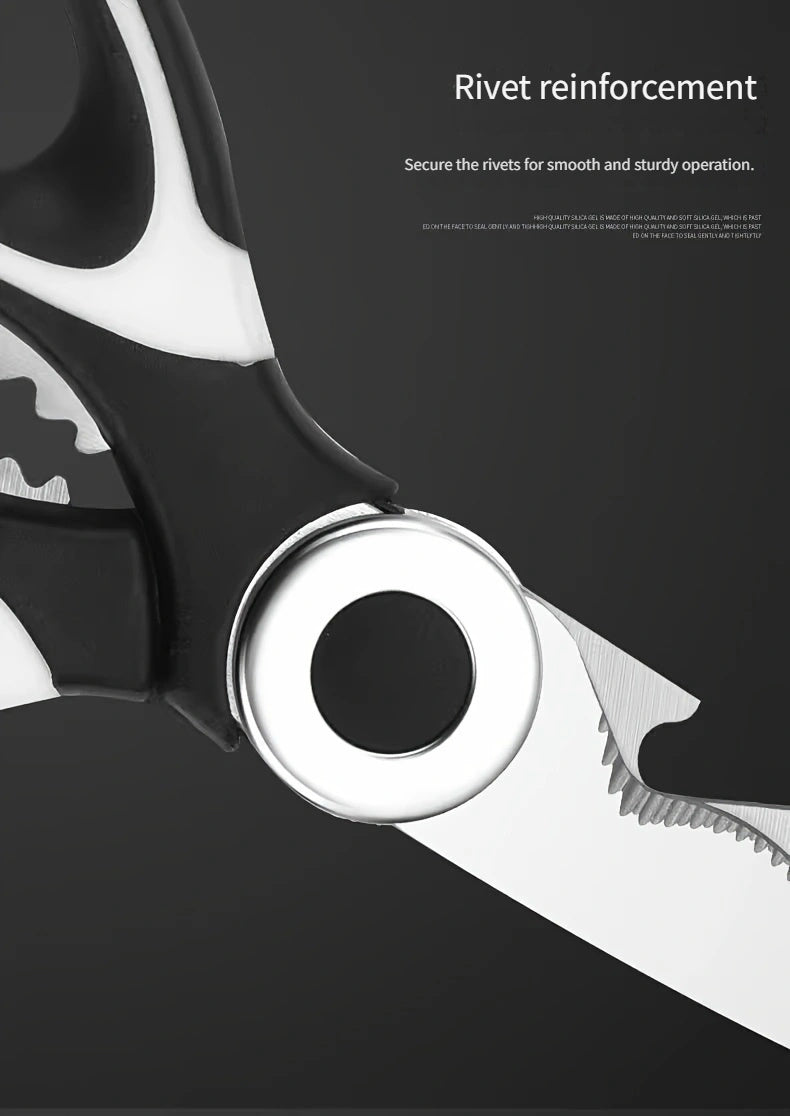 Durable Stainless Steel Kitchen Shears (420) – Sharp Blades and Ergonomic Handles for Easy Chicken, Duck, or Fish Cutting. Ideal for Cooking, Baking, and Meal Prep. High-Quality and Elegant Kitchen Utensil